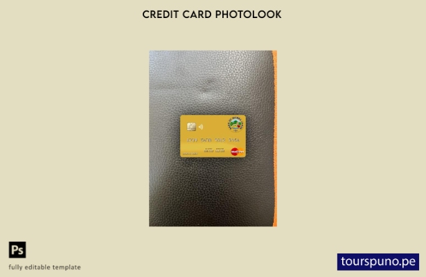 listo para imprimir Plantilla frontal de aspecto fotográfico de Mastercard de 97